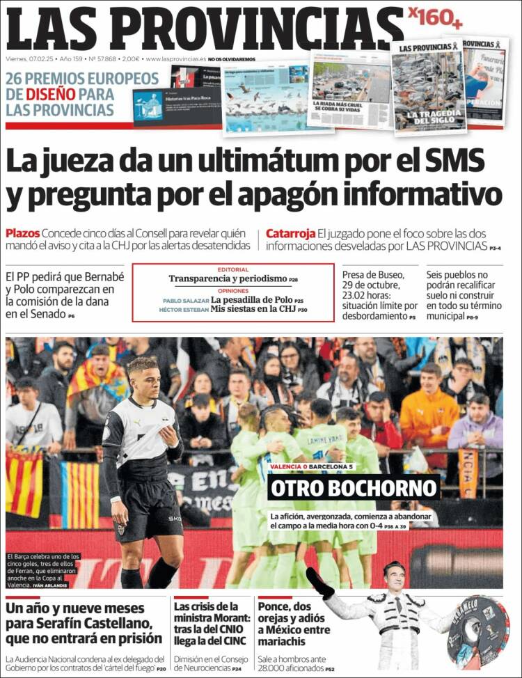 Portada de Las Provincias (España)