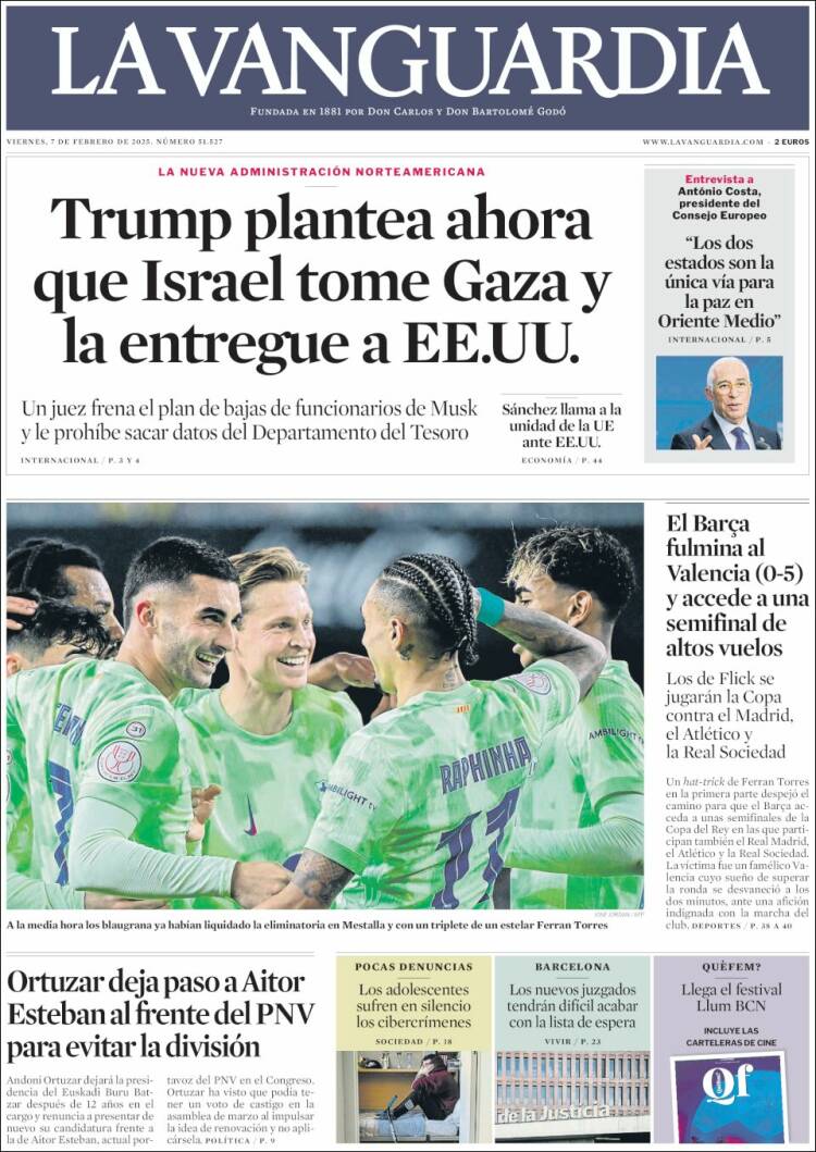 Portada de La Vanguardia (España)