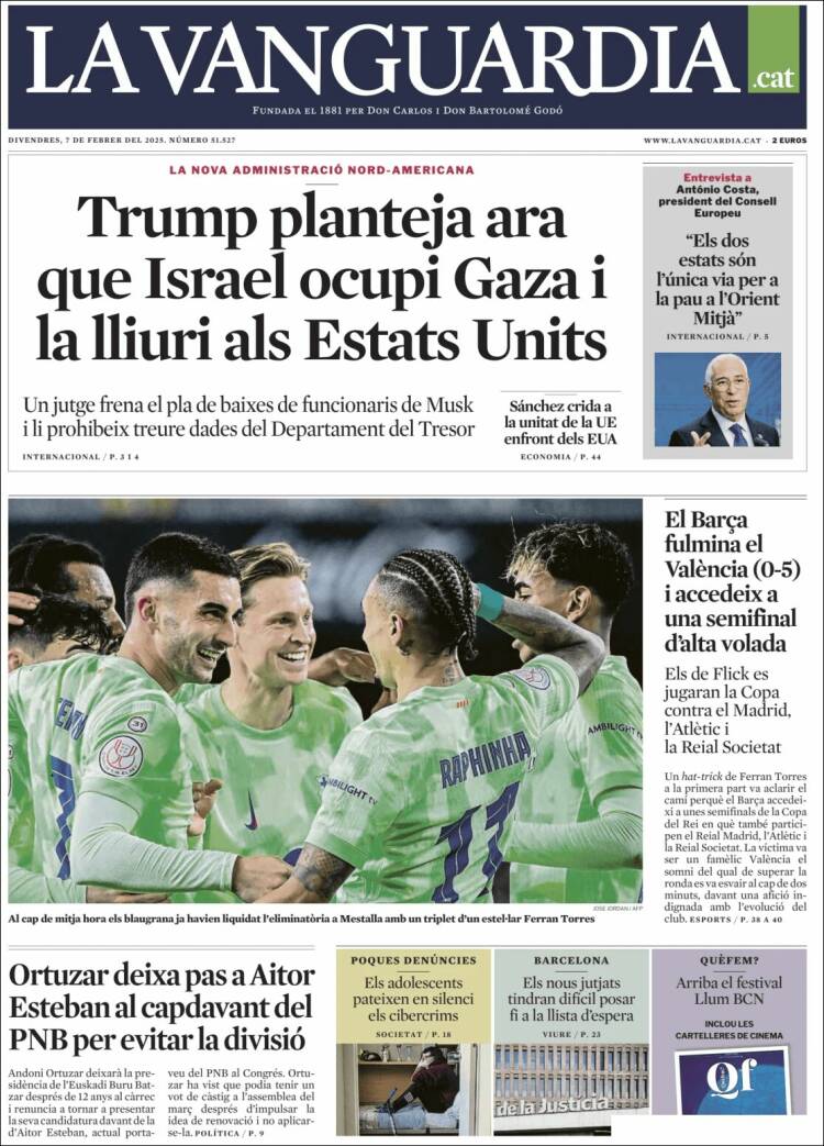 Portada de La Vanguardia (España)