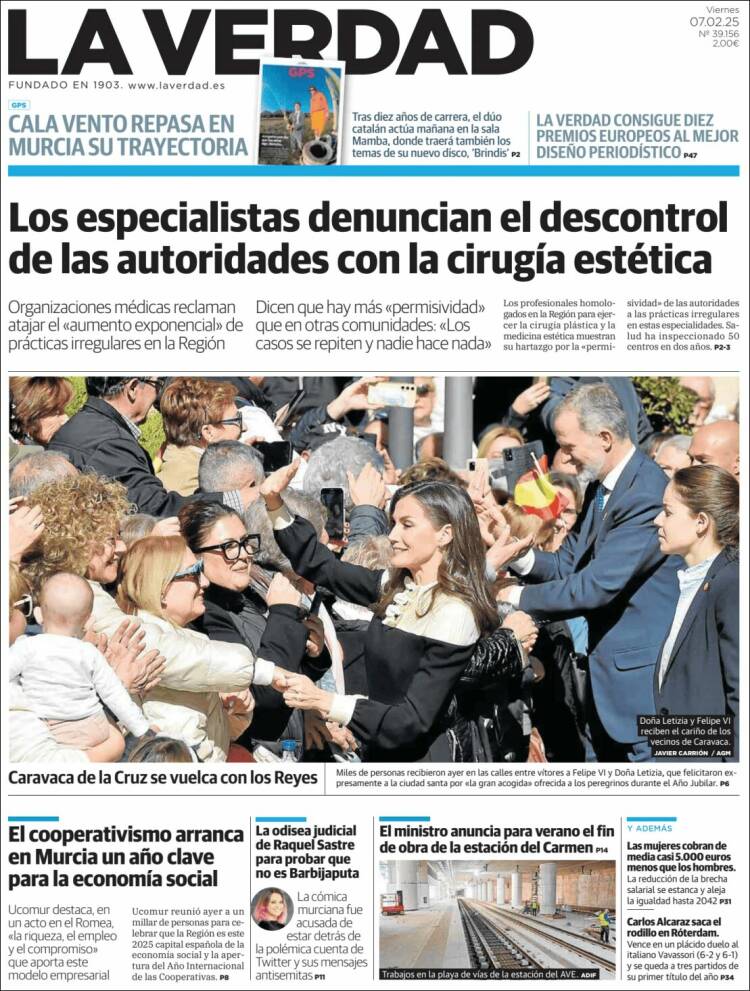 Portada de La Verdad de Murcia (España)