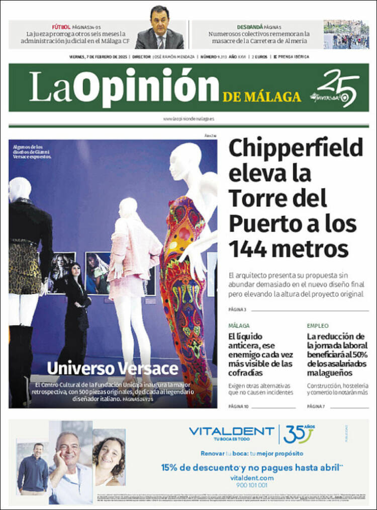 Portada de La Opinión de Málaga (España)