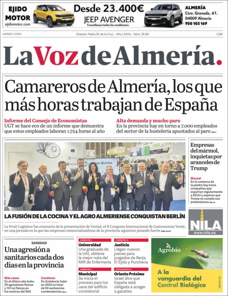 Portada de La Voz de Almería (España)