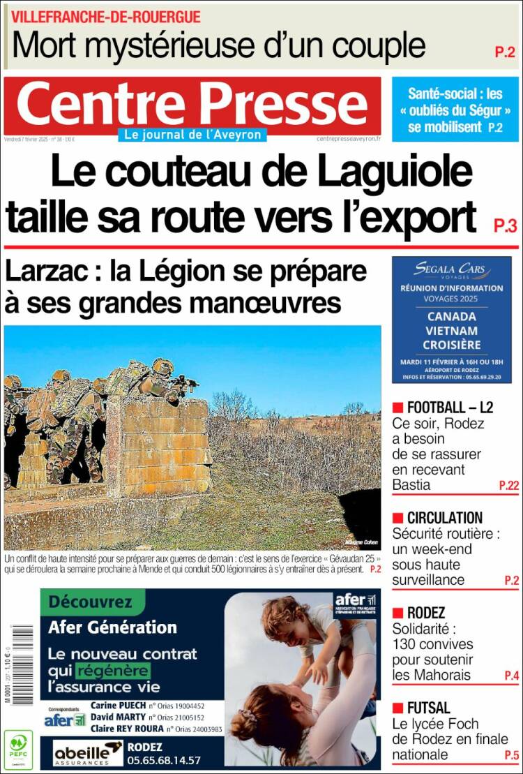 Portada de Centre Presse (Francia)