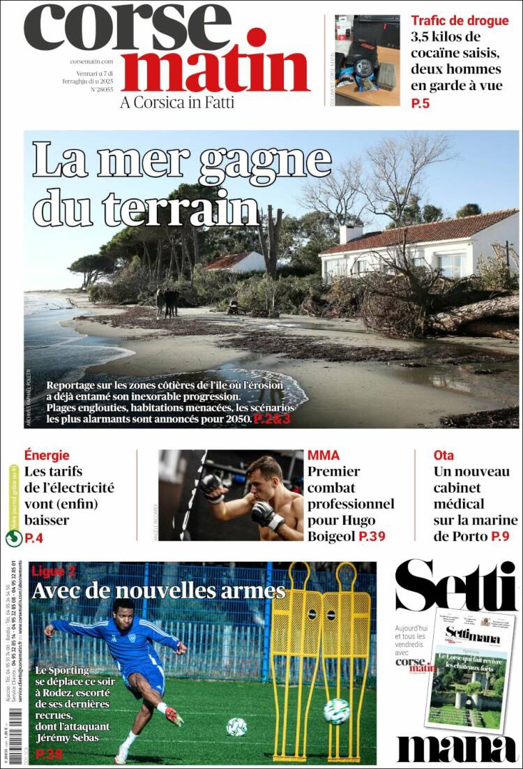 Portada de Corse-Matin (Francia)