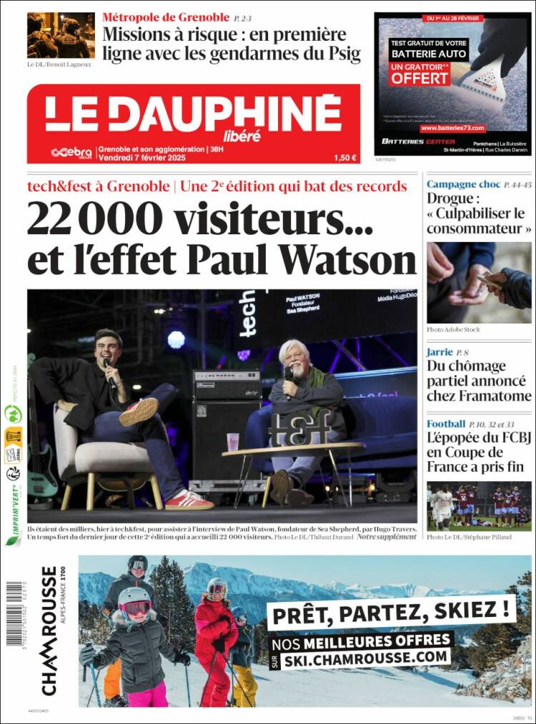 Portada de Le Dauphiné Libéré (Francia)
