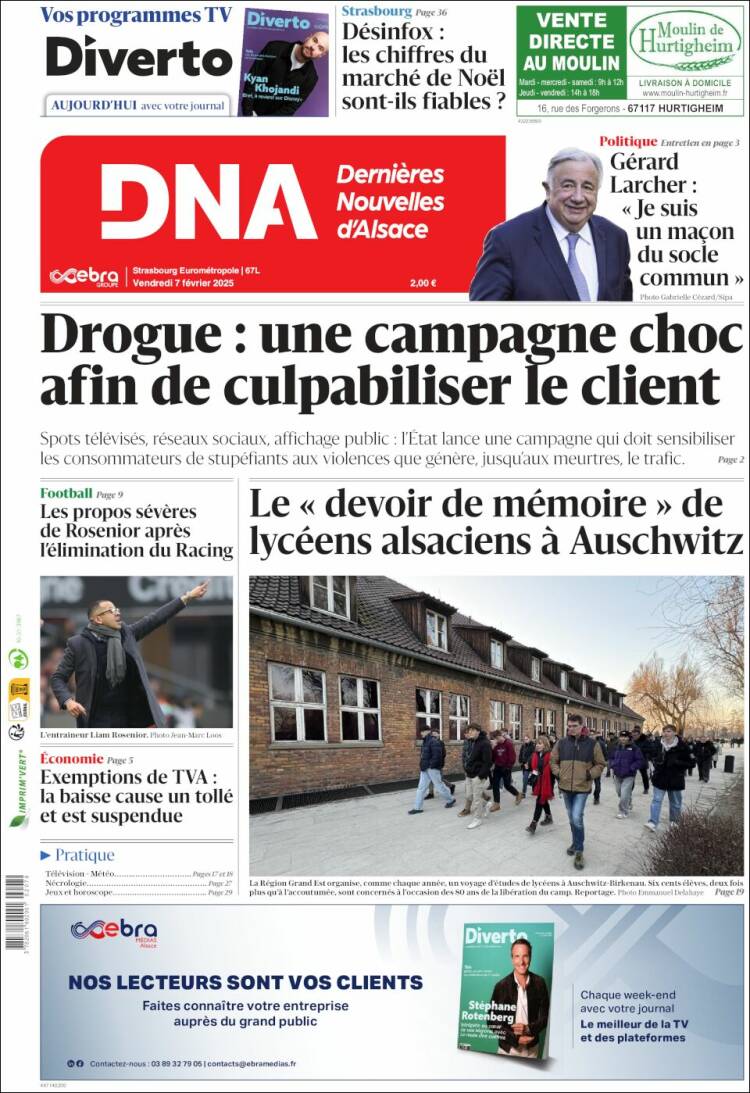 Portada de Les Dernières Nouvelles d'Alsace (Francia)
