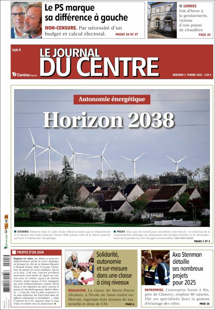Portada de Le Journal du Centre (Francia)