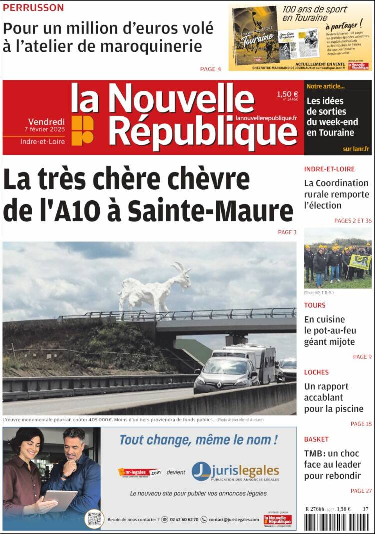 Portada de La Nouvelle Republique (Francia)