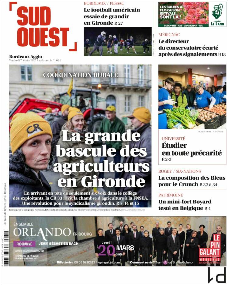 Portada de Sud Ouest (Francia)