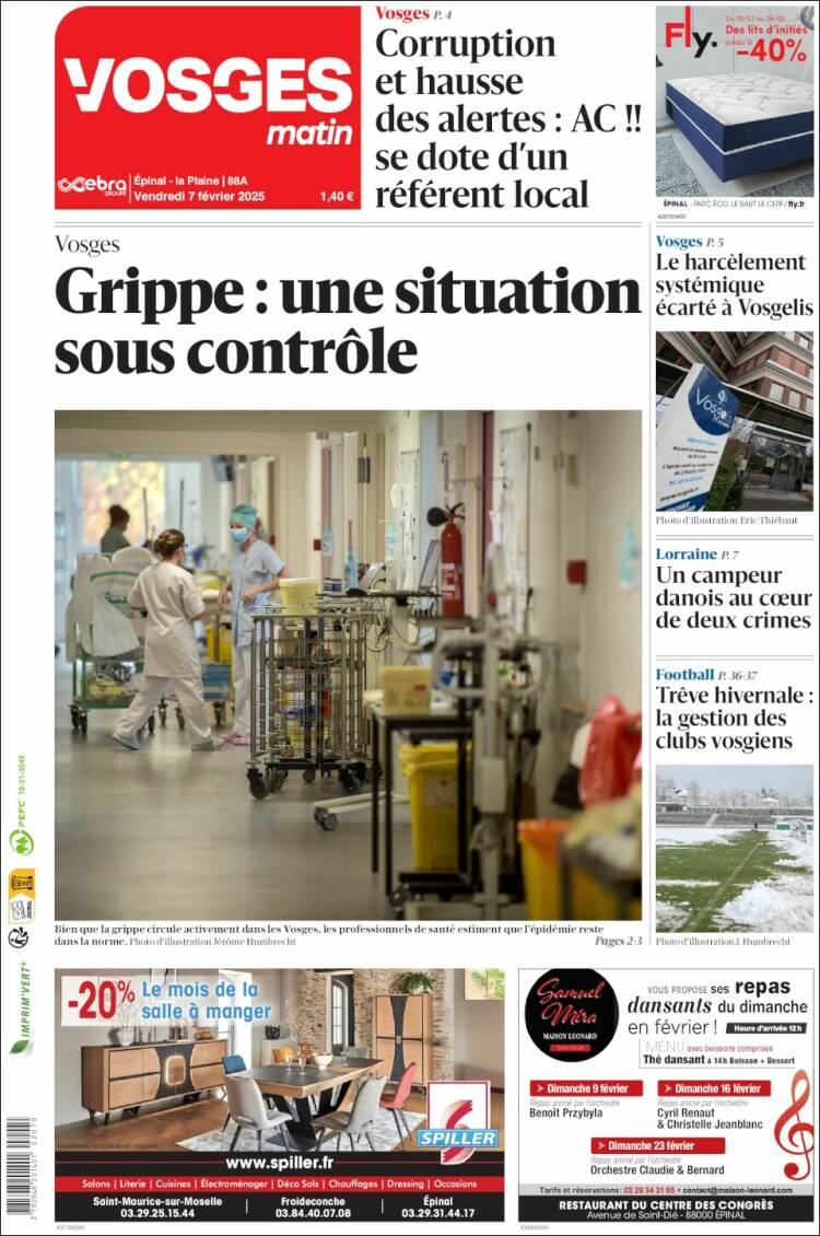 Portada de Vosges Matin (Francia)