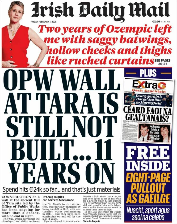 Portada de Irish Daily Mail (Irlanda)