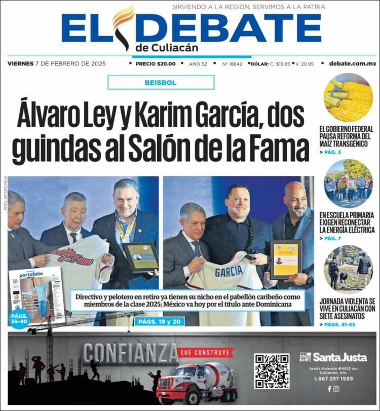 Portada de El Debate de Culiacán (México)