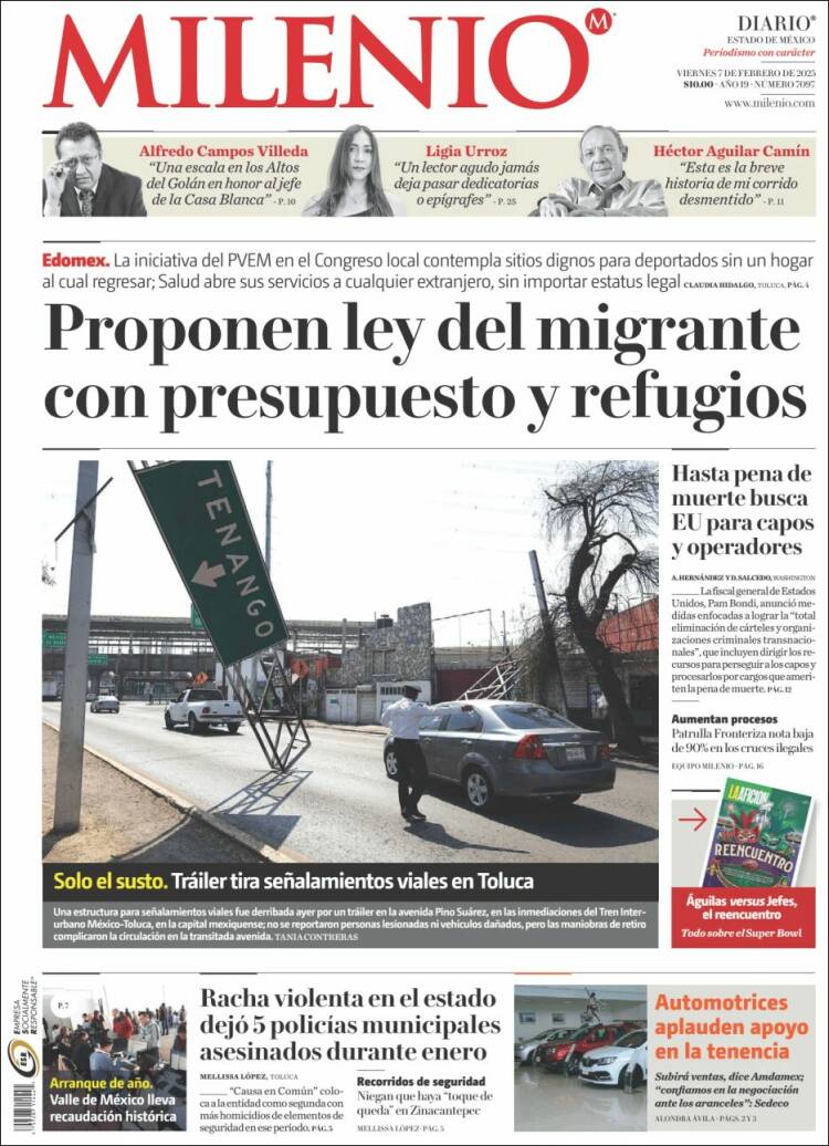 Portada de Milenio - Estado de México (México)