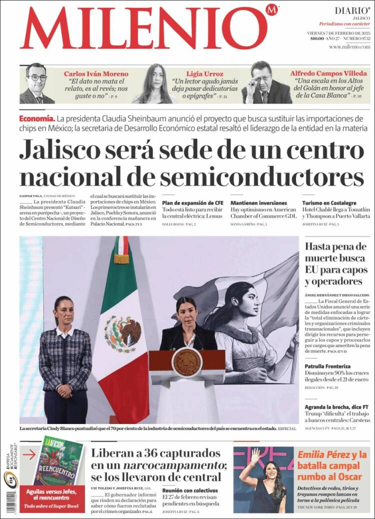 Portada de Milenio - Jalisco (México)