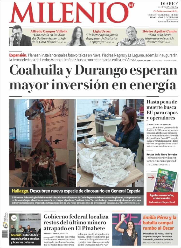 Portada de Milenio - Laguna (México)