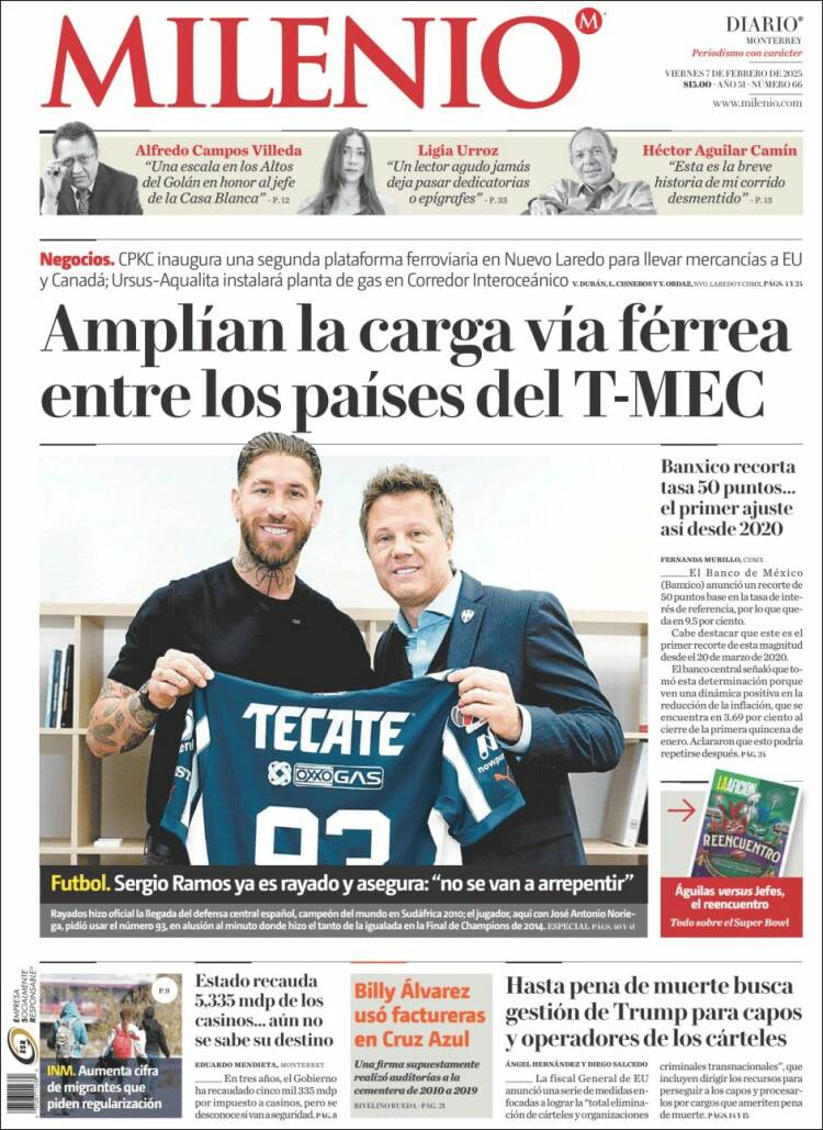 Portada de Milenio de Monterrey (México)