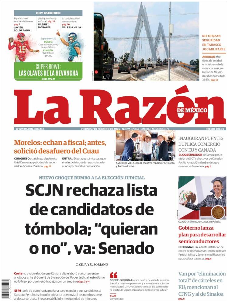 Portada de La Razón (México)