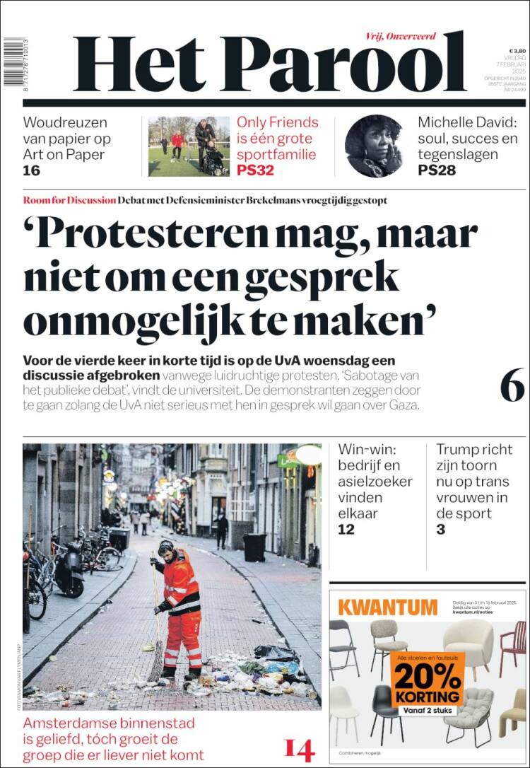Portada de Het Parool (Pa&iacute;ses Bajos)