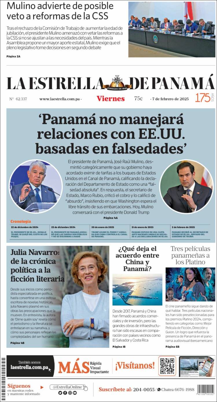 Portada de La Estrella de Panamá (Panam&aacute;)