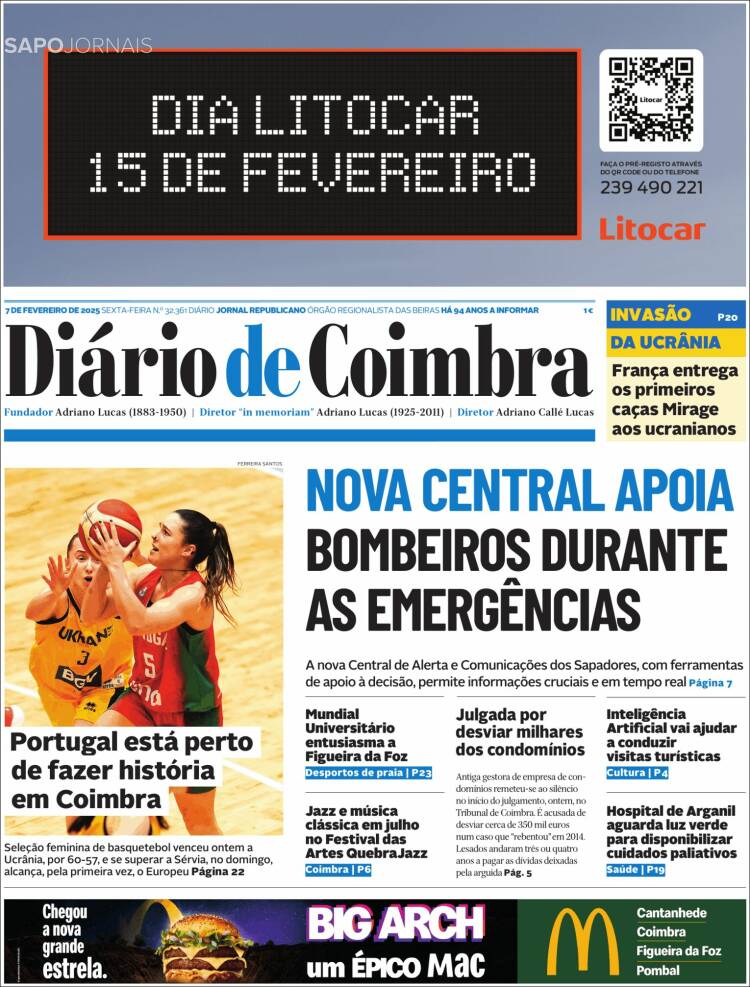 Portada de Diário de Coimbra (Portugal)