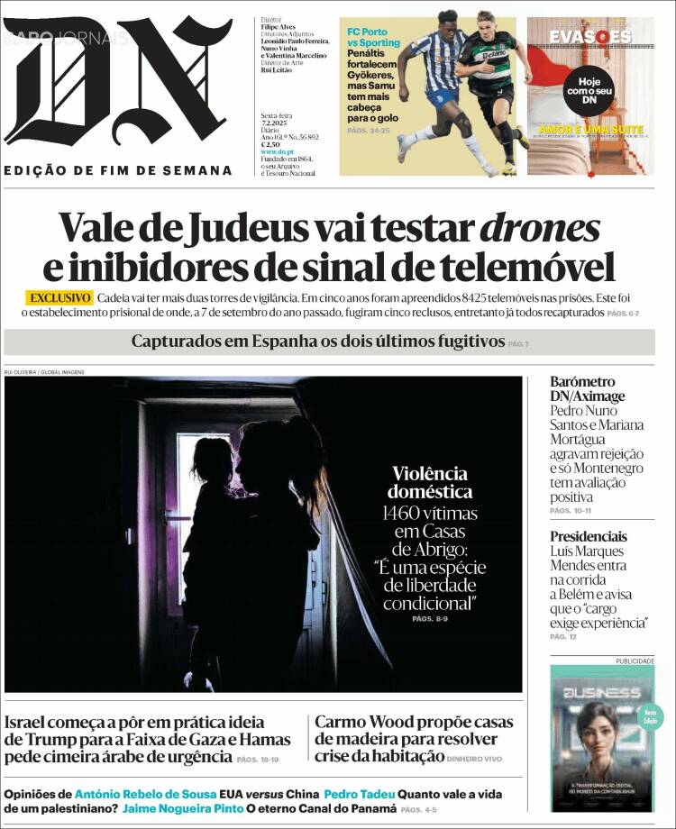 Portada de Diário de Noticias (Portugal)