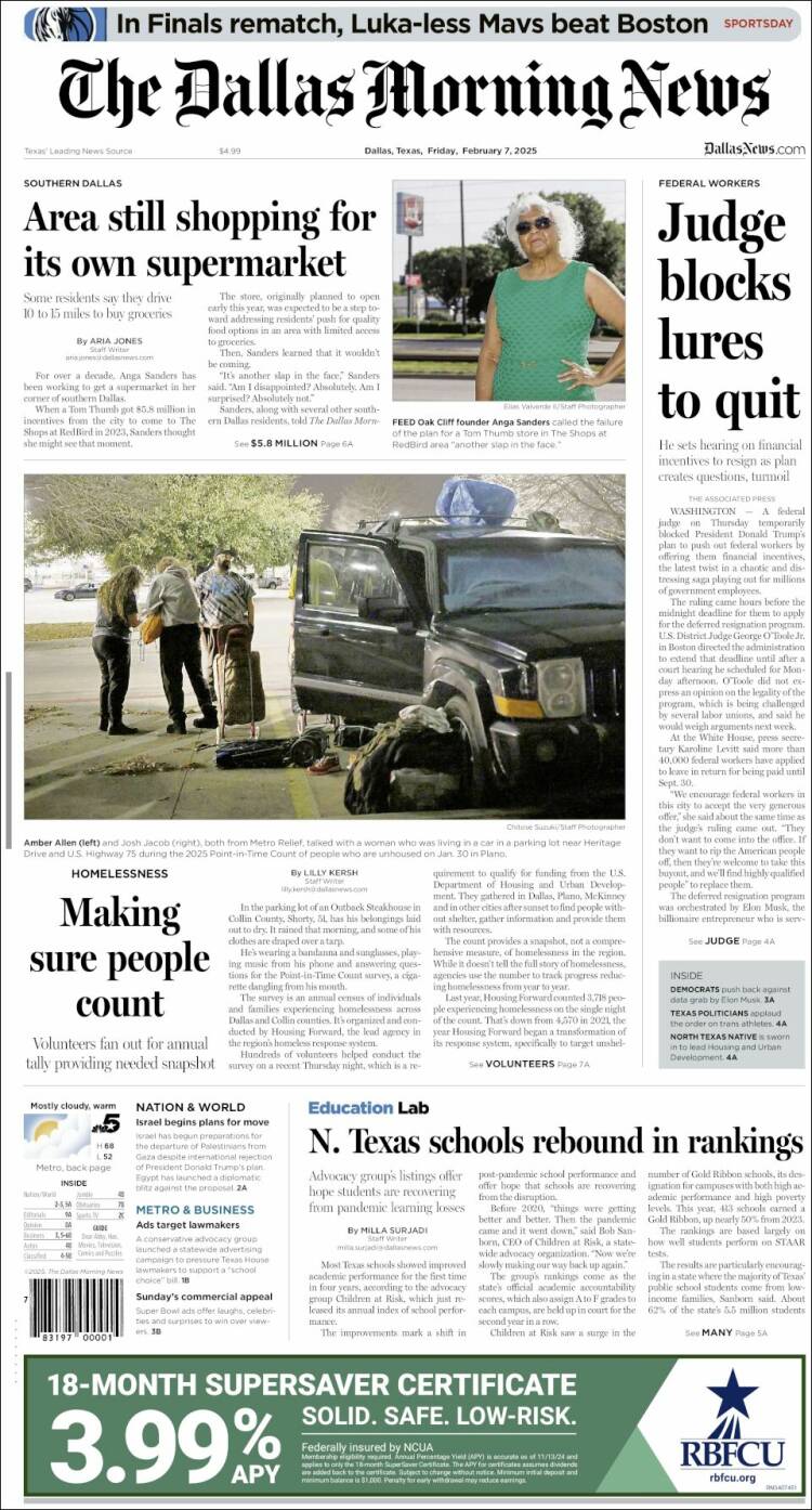 Portada de Dallas Morning News (USA)