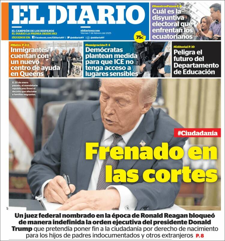 Portada de El Diario NY (USA)