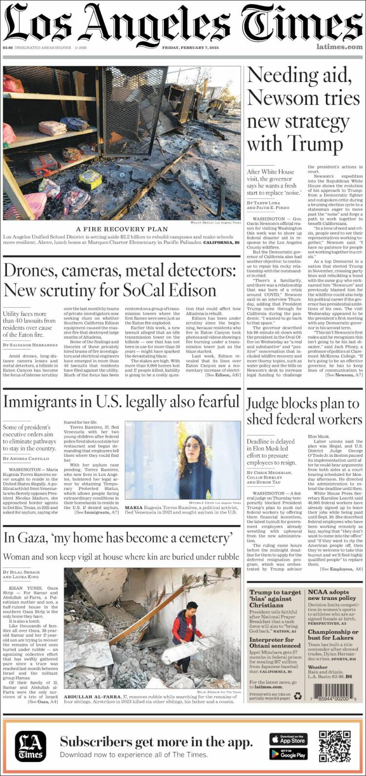 Portada de Los Angeles Times (USA)