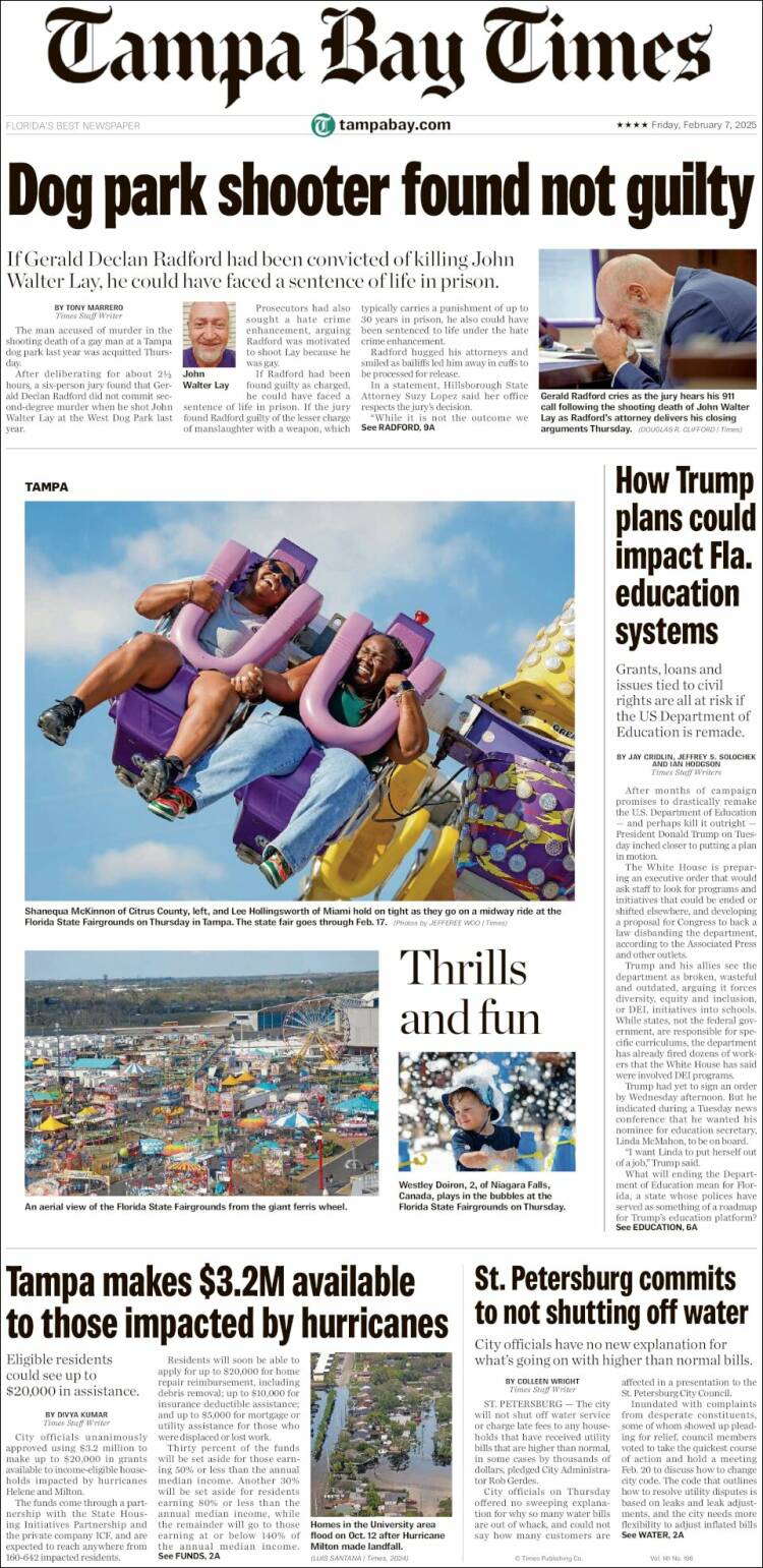 Portada de Tampa Bay Times (USA)