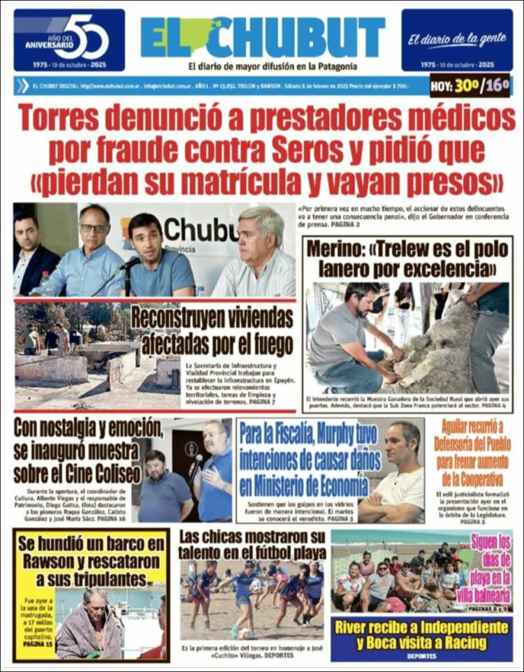 Portada de El Chubut (Argentina)