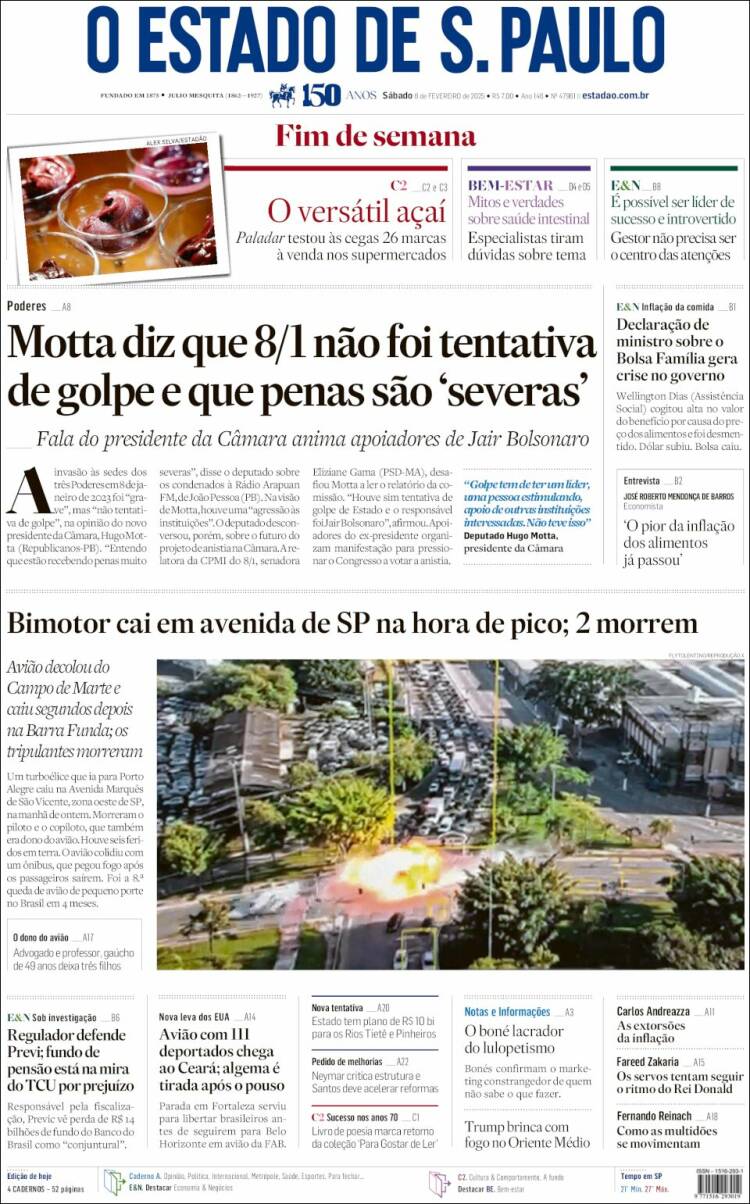 Portada de O Estado de São Paulo (Brasil)