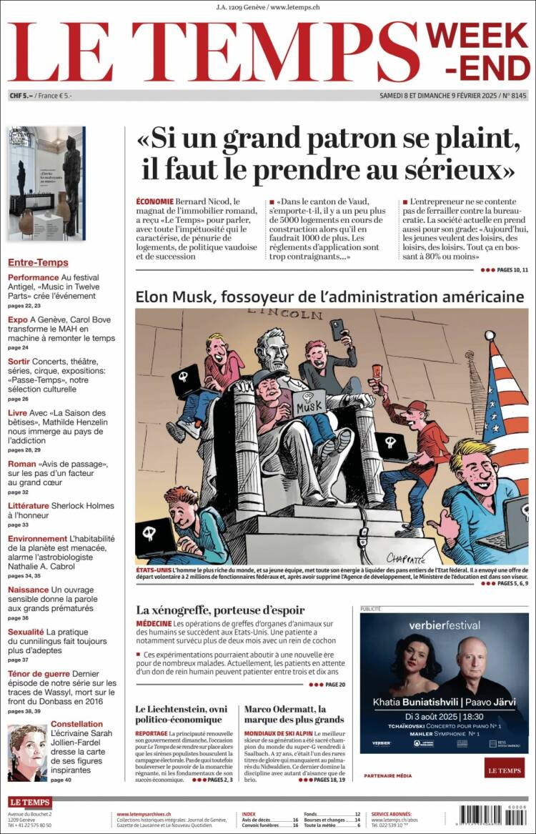 Portada de Le Matin (Suiza)