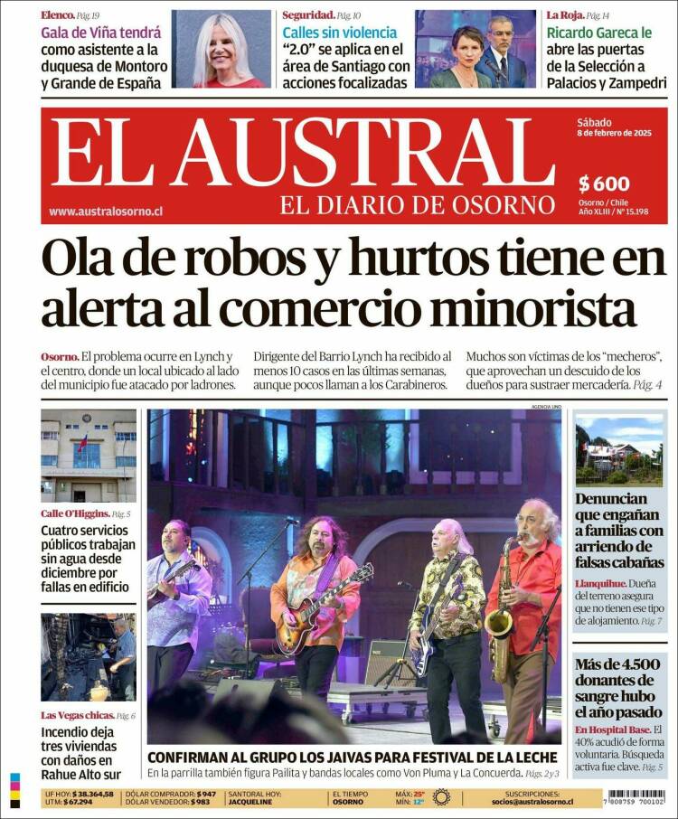 Portada de El Austral de Osorno (Chile)