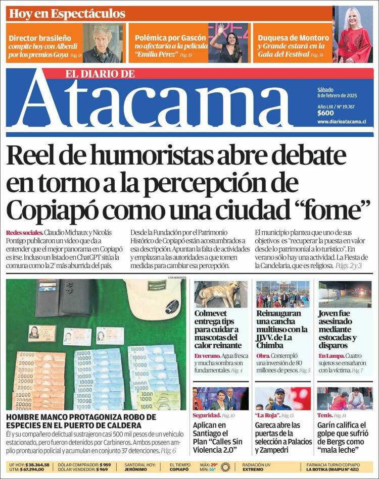 Portada de Diario de Atacama (Chile)