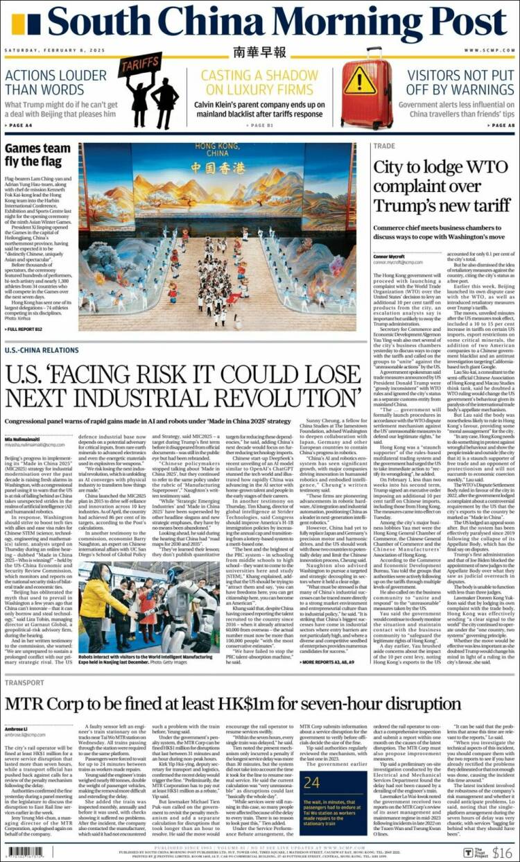 Portada de South China Morning Post (China)