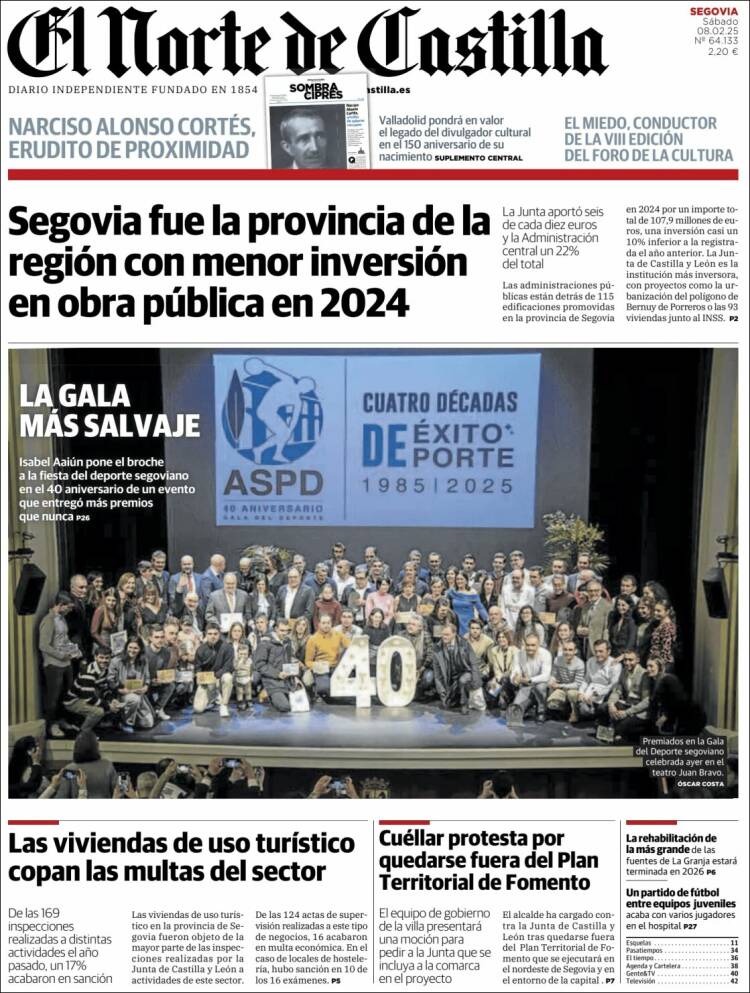 Portada de Norte de Castilla - Segovia (España)