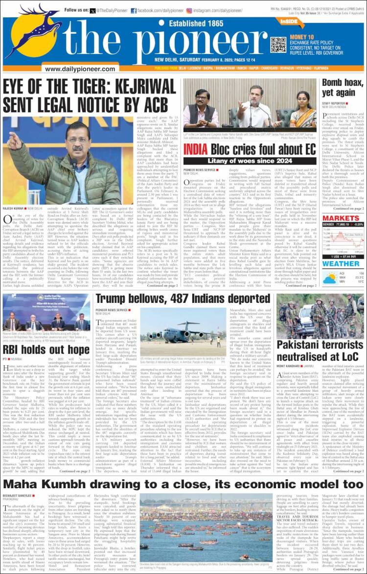 Portada de The Pioneer (India)