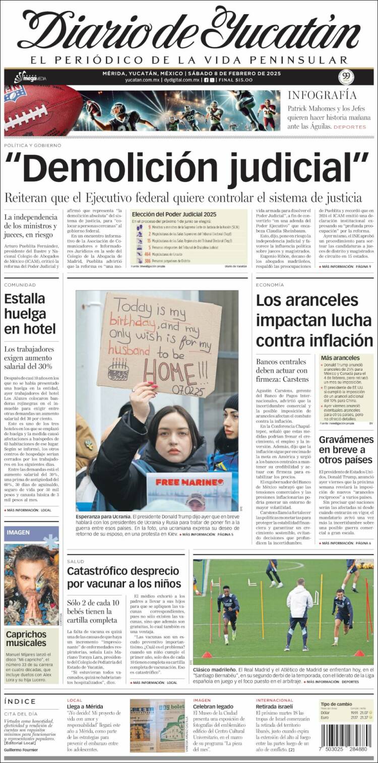 Portada de Diario de Yucatán (M&eacute;xico)