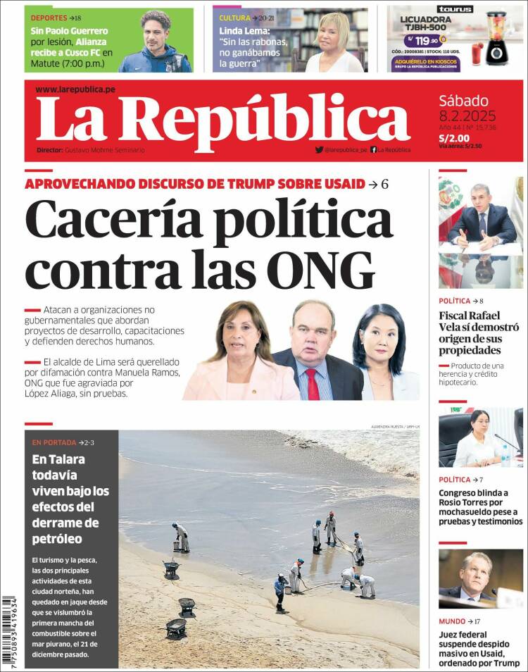 Portada de La Republica (Per&uacute;)