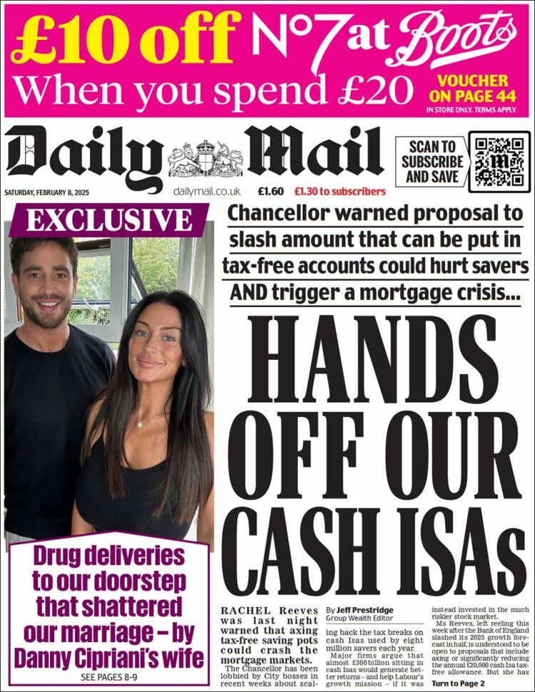 Portada de Daily Mail (Reino Unido)
