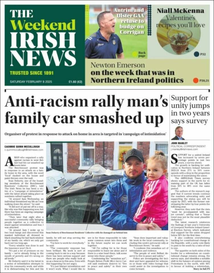 Portada de Irish News (Reino Unido)