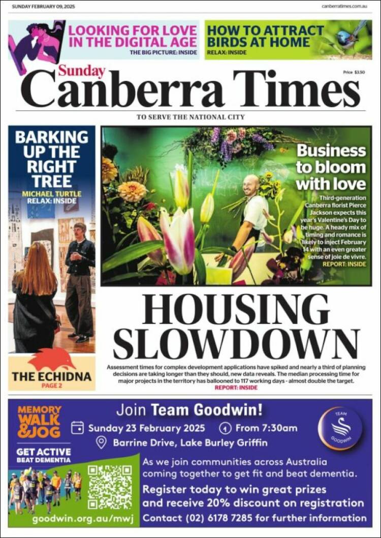 Portada de The Canberra Times (Australia)