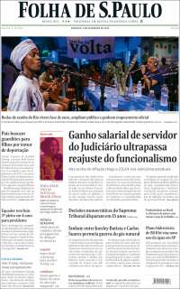 Portada de Folha de São Paulo (Brésil)