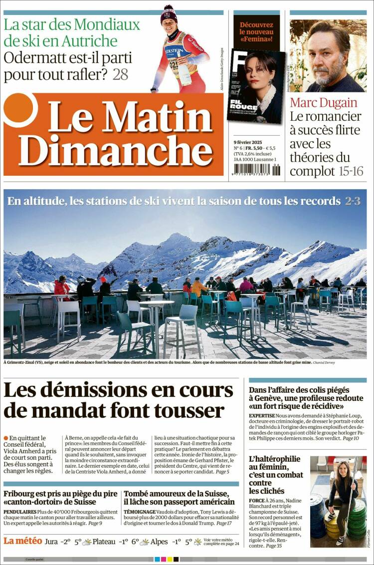 Portada de Le Matin (Suisse)