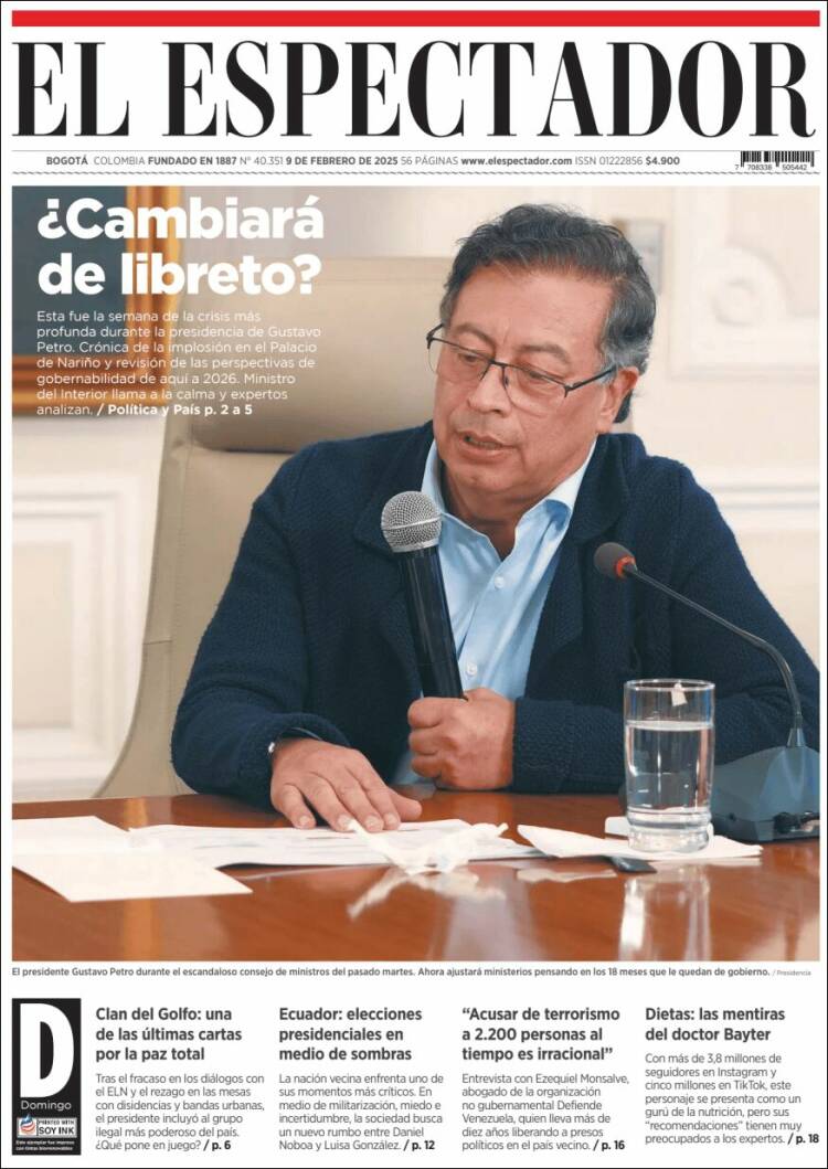 Portada de El Espectador (Colombia)