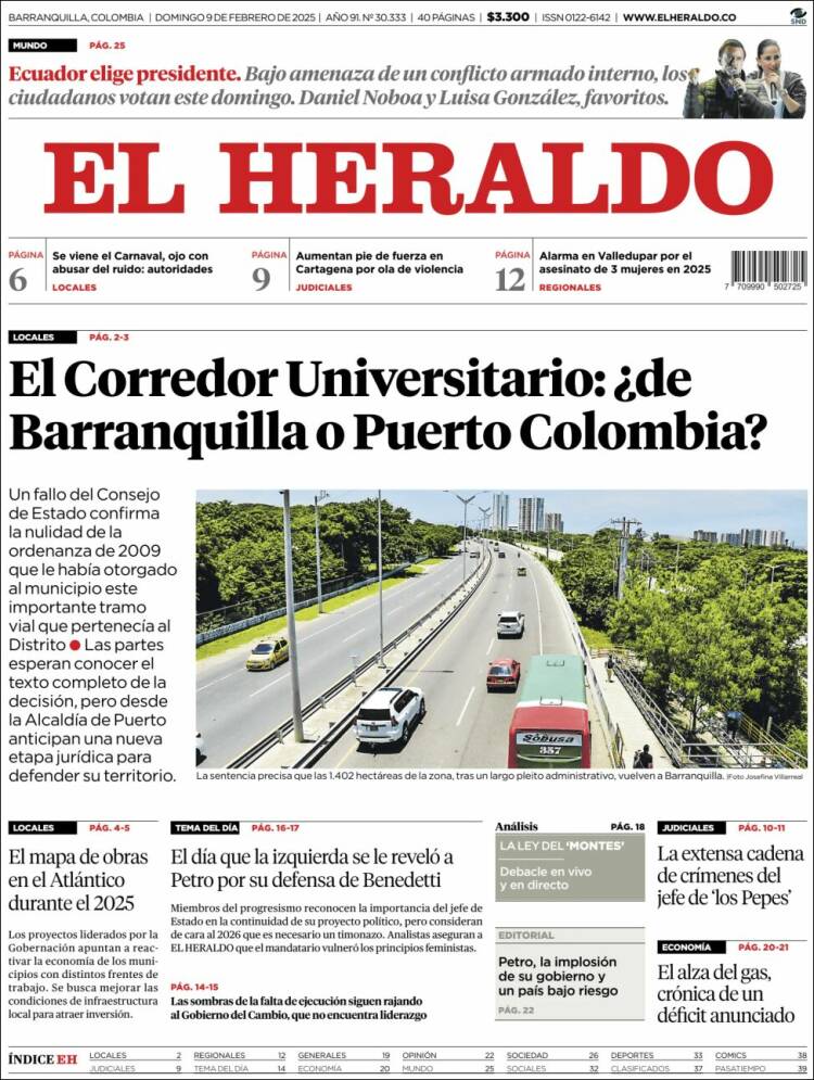 Portada de El Heraldo (Colombie)