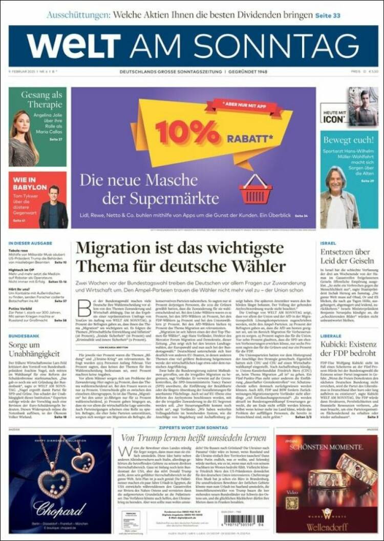 Portada de Die Welt (Alemania)