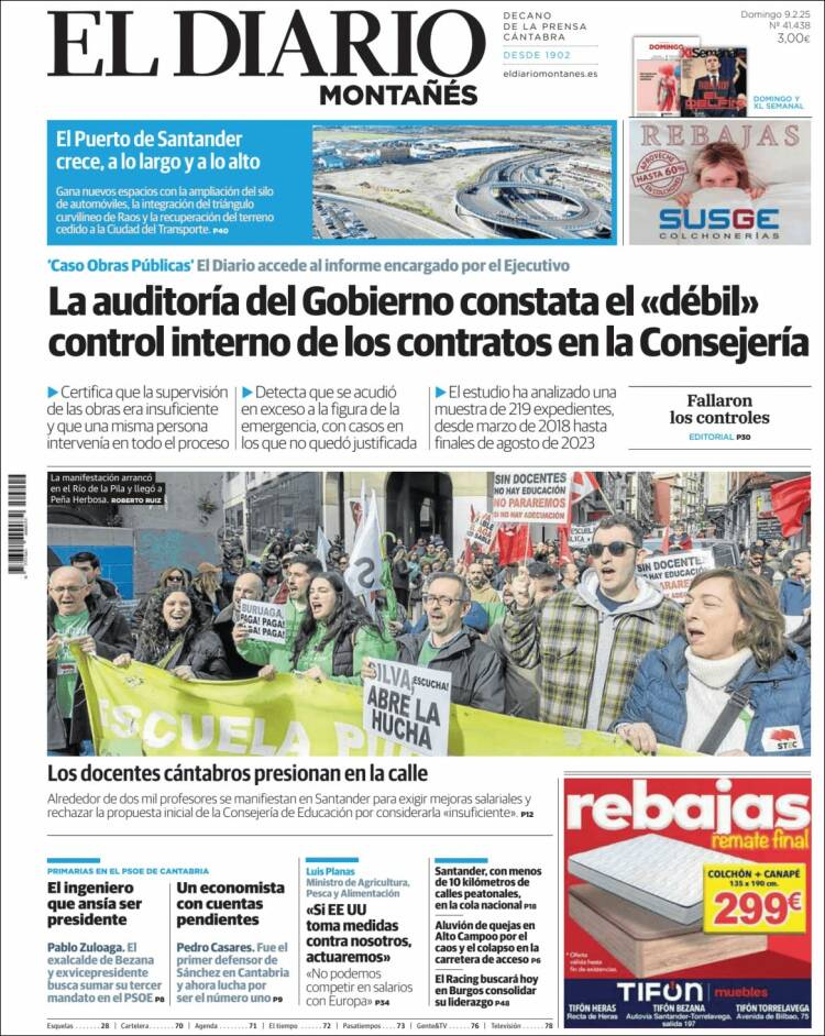 Portada de El Diario Montañés (España)