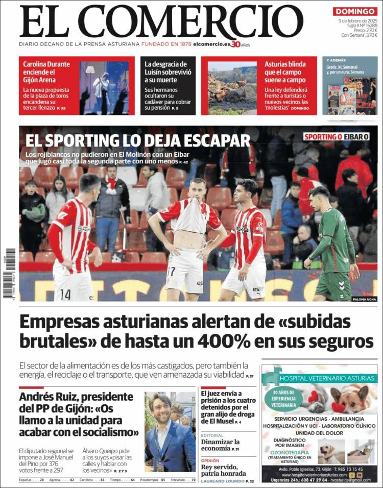 Portada de El Comercio - Gijón (Espagne)