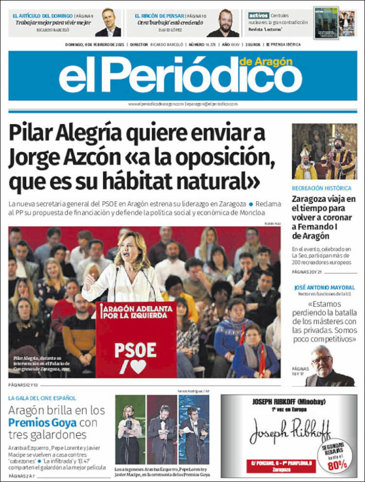 Portada de El Periódico de Aragón (Spain)